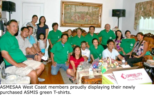 ASMESAA West Coast members proudly displaying their newly purchased ASMIS green T-shirts.